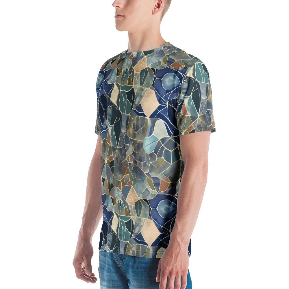 Gilded Tidal Mosaic on Men's Crew Neck T-Shirt — Left