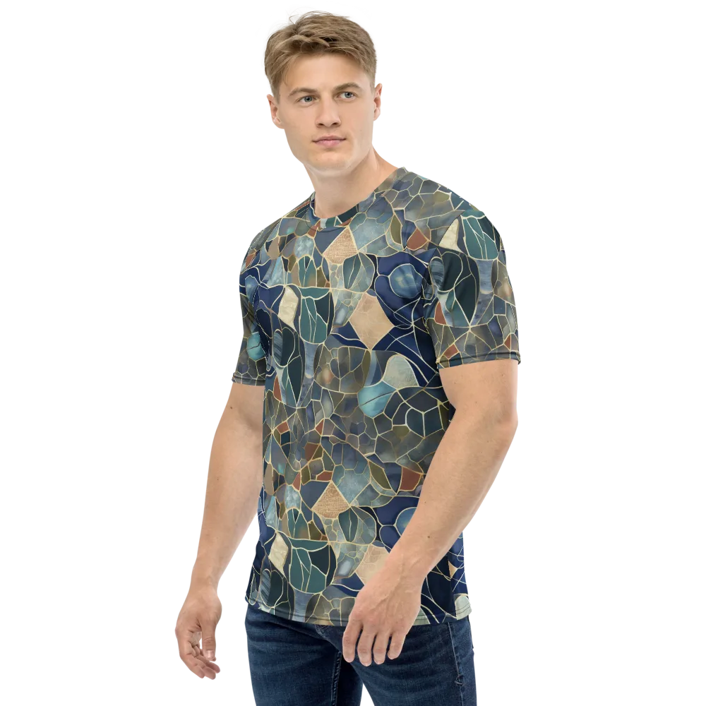 Gilded Tidal Mosaic on Men's Crew Neck T-Shirt — Left