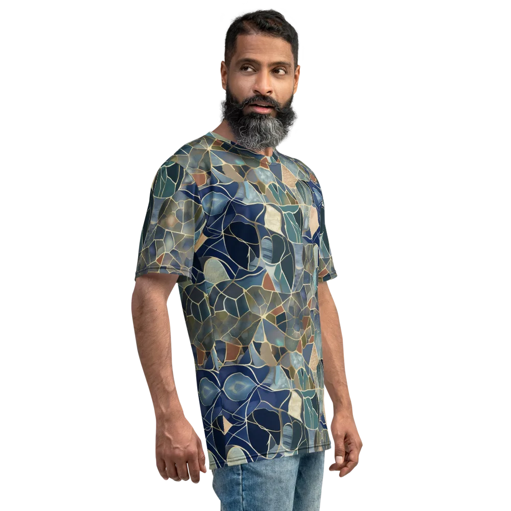 Gilded Tidal Mosaic on Men's Crew Neck T-Shirt — Right