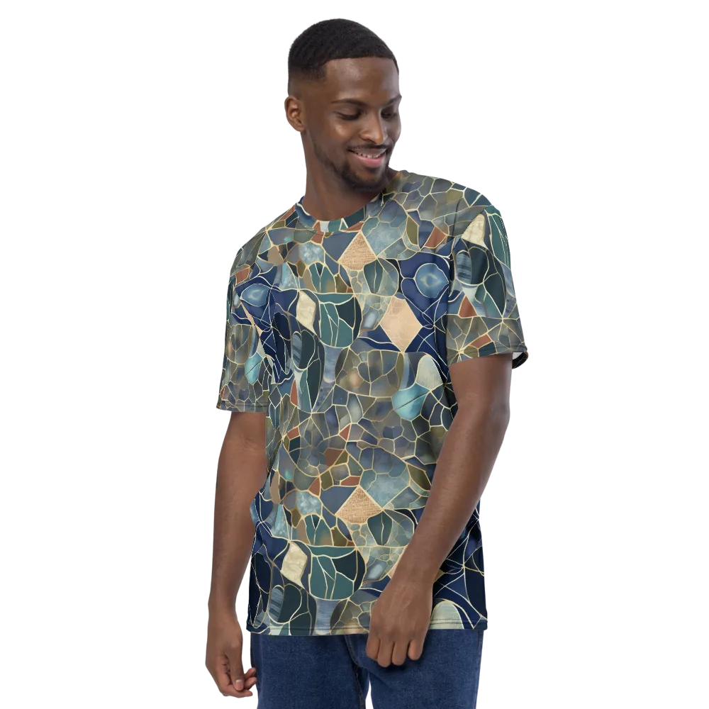 Gilded Tidal Mosaic on Men's Crew Neck T-Shirt — Left