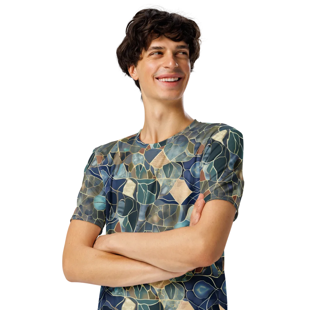 Gilded Tidal Mosaic on Men's Crew Neck T-Shirt — Left Front