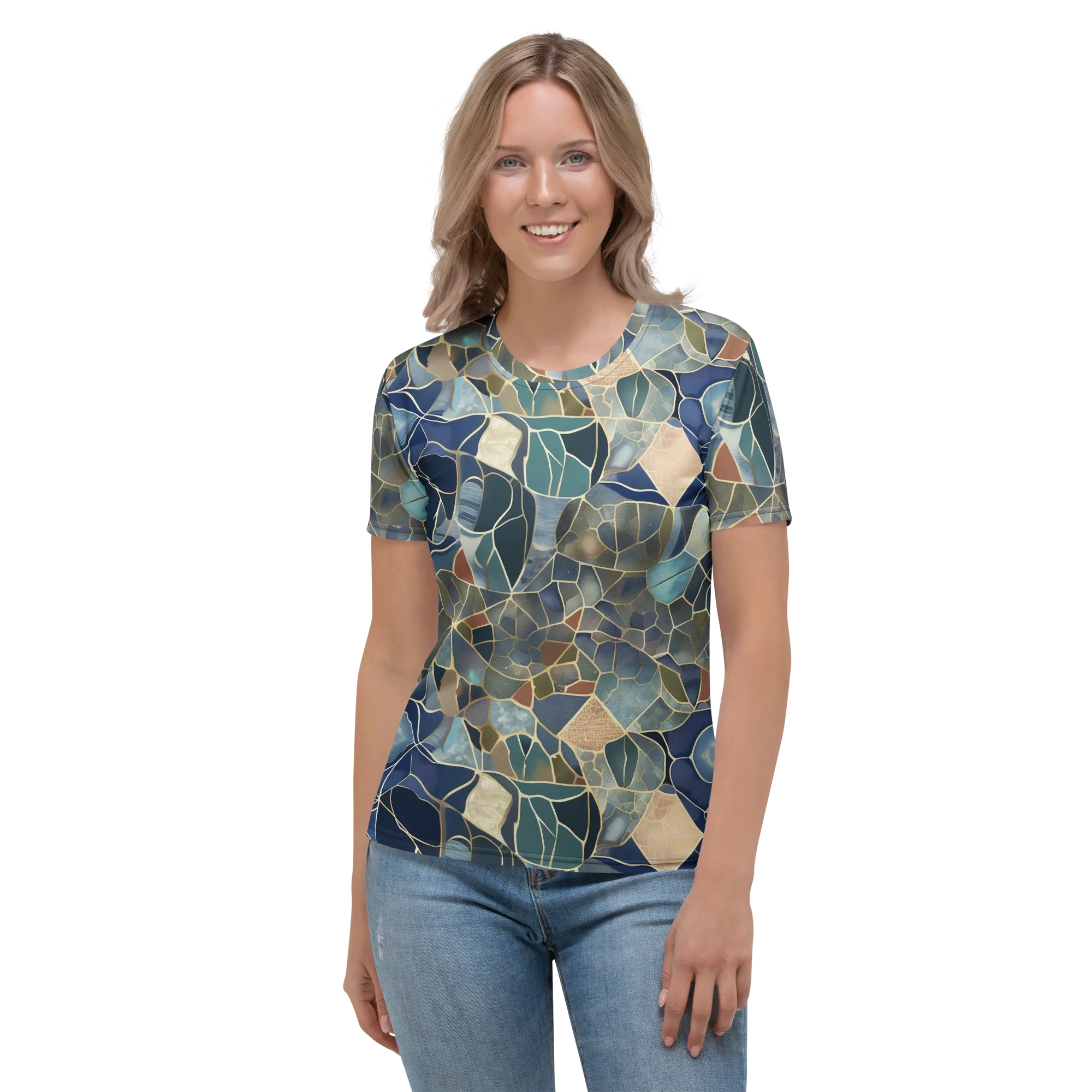 Gilded Tidal Mosaic on Women's Crew Neck T-Shirt — Front