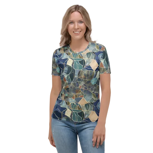 Gilded Tidal Mosaic on a Women's Crew Neck T-Shirt