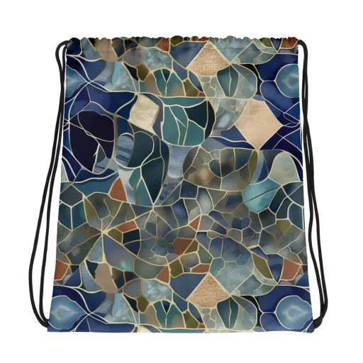 Gilded Tidal Mosaic on a Drawstring Bag