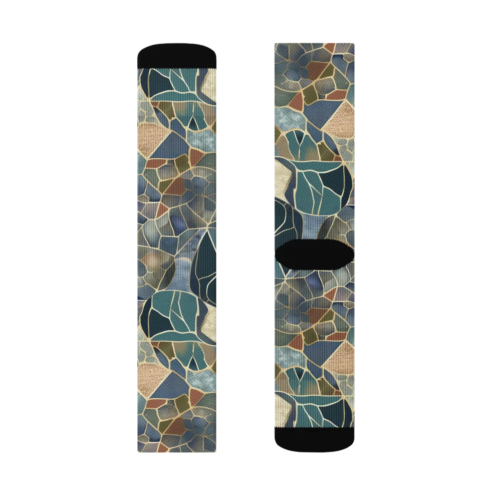 Gilded Tidal Mosaic on Socks — Left Sock