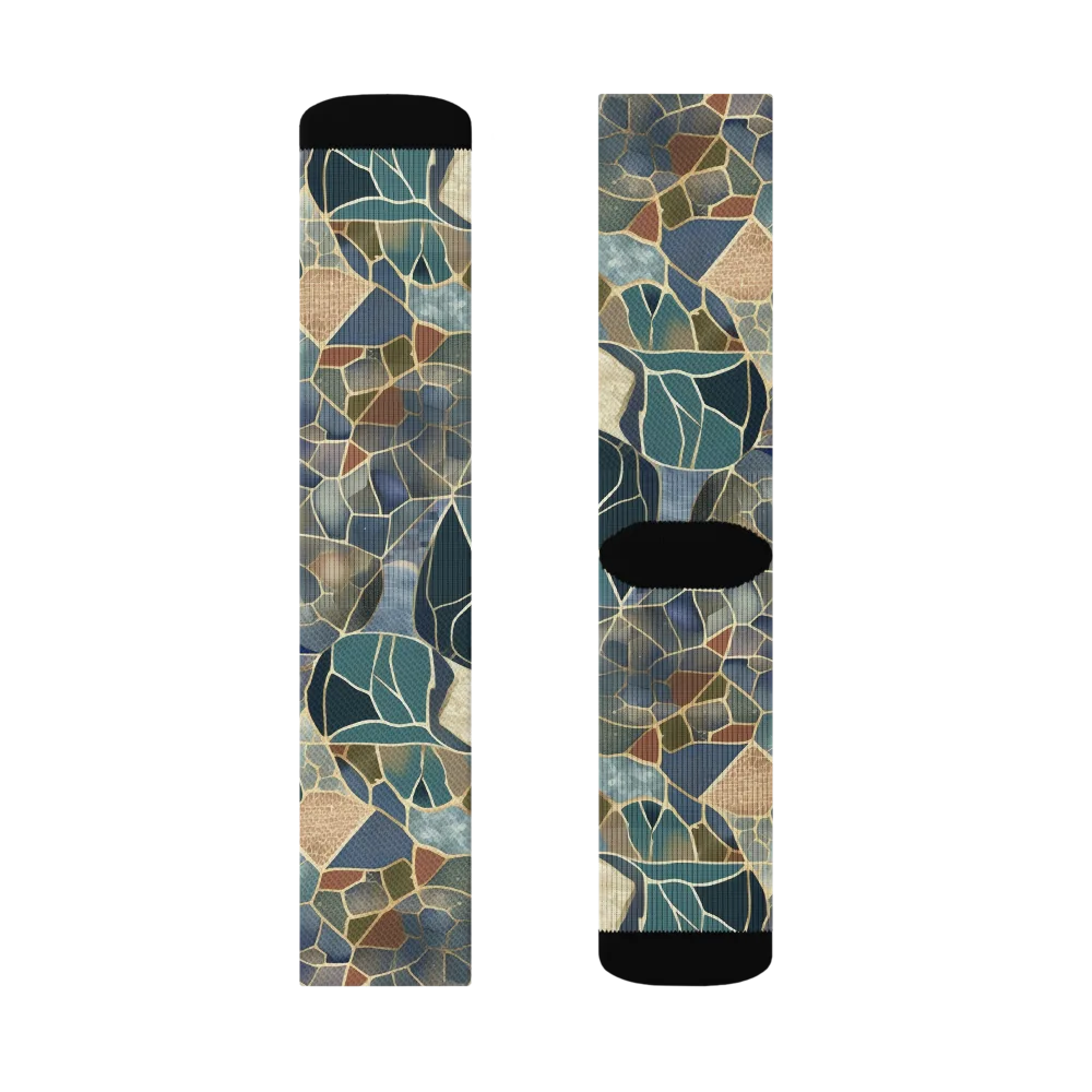 Gilded Tidal Mosaic on Socks — Right Sock