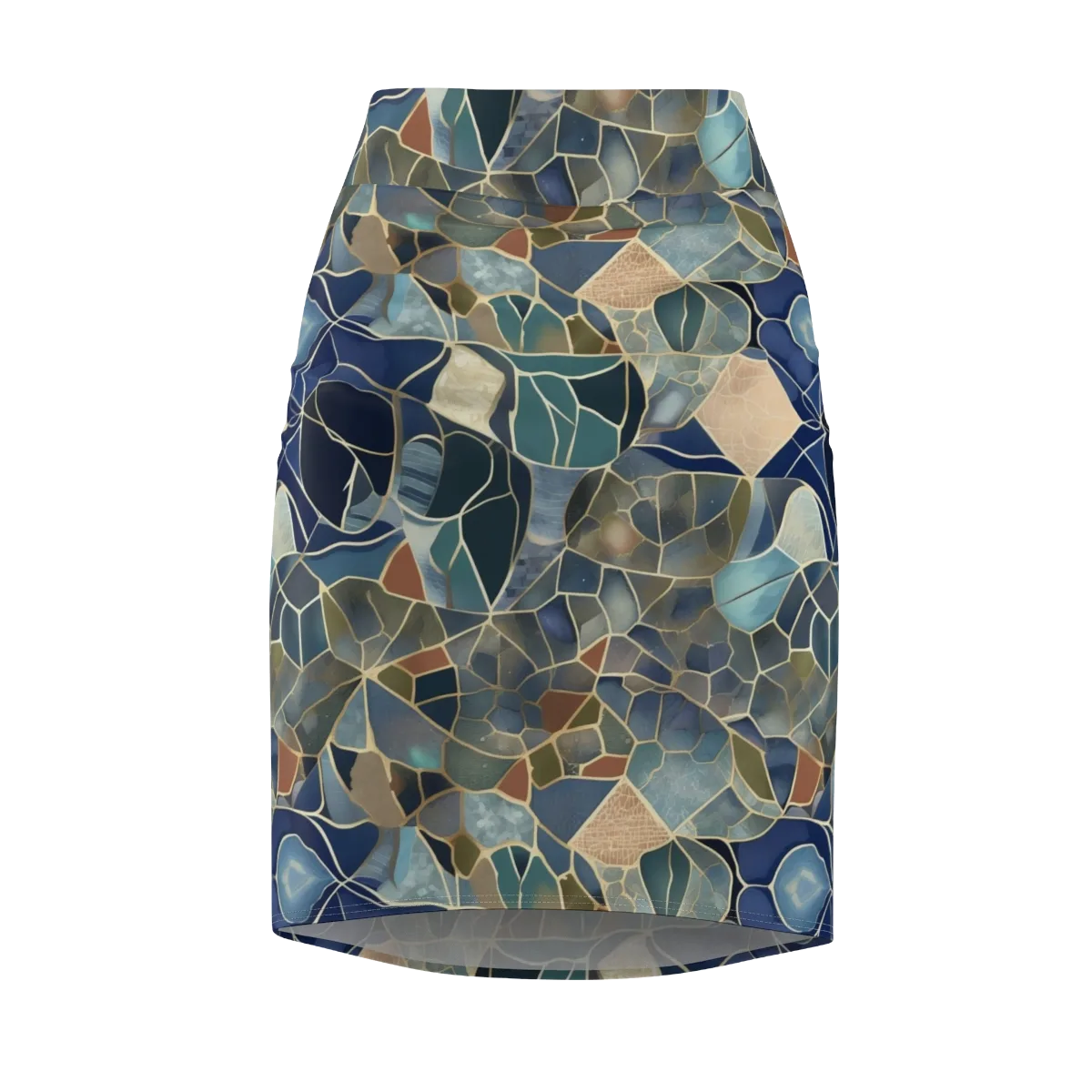 Gilded Tidal Mosaic on Pencil Skirt — Front