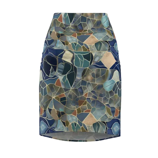 Gilded Tidal Mosaic on a Pencil Skirt