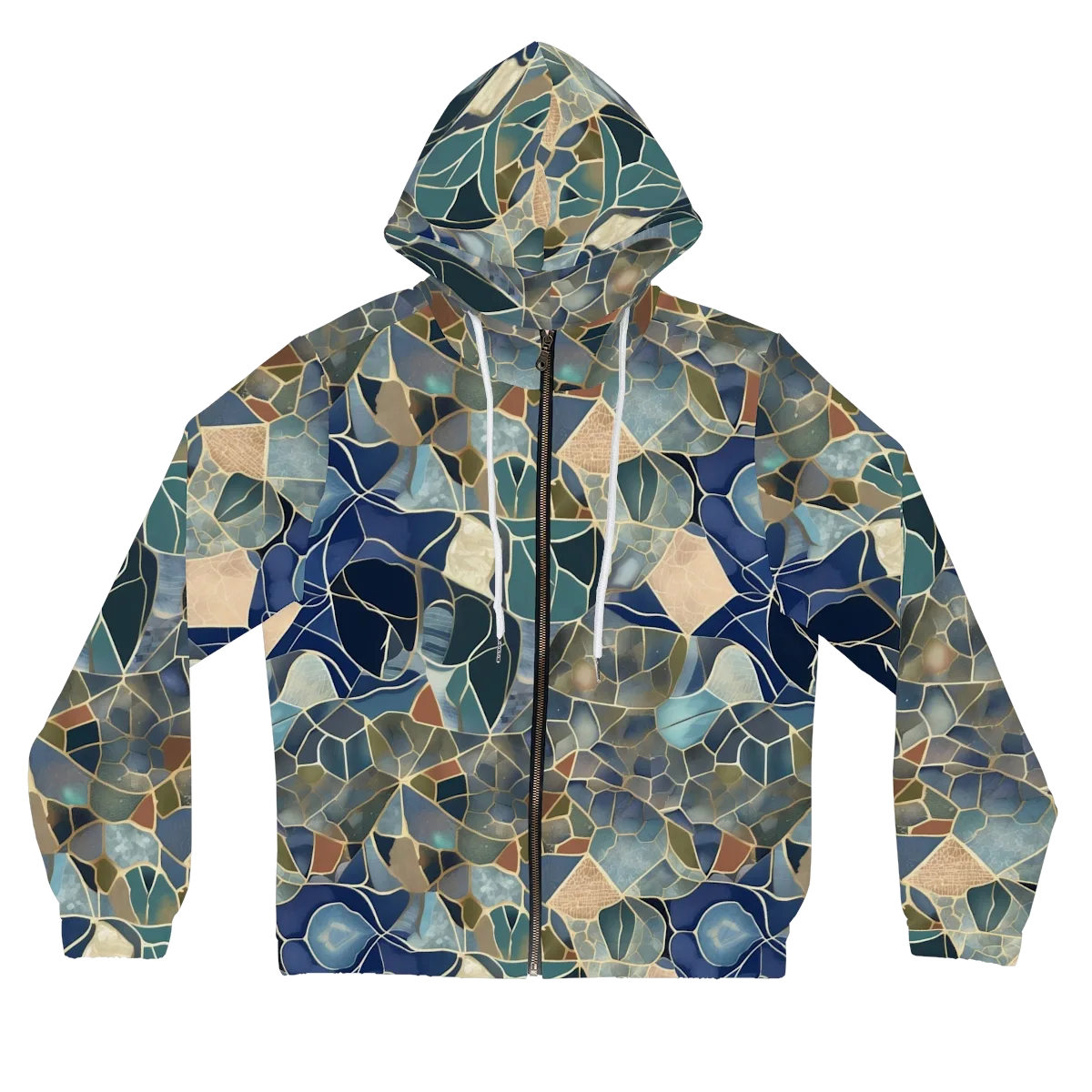 Gilded Tidal Mosaic on Women's Full-Zip Hoodie — Front