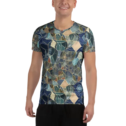 Gilded Tidal Mosaic on a Men's Athletic T-Shirt