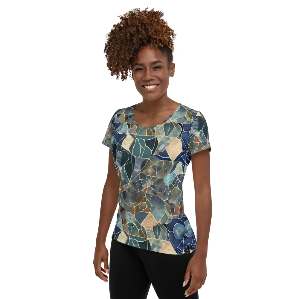 Gilded Tidal Mosaic on Women's Athletic T-Shirt — Left