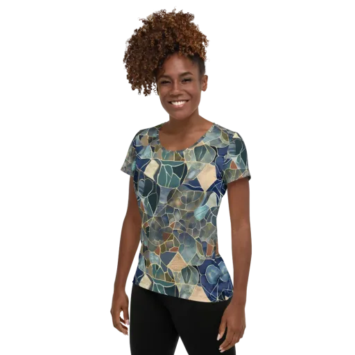 Gilded Tidal Mosaic on a Women's Athletic T-Shirt