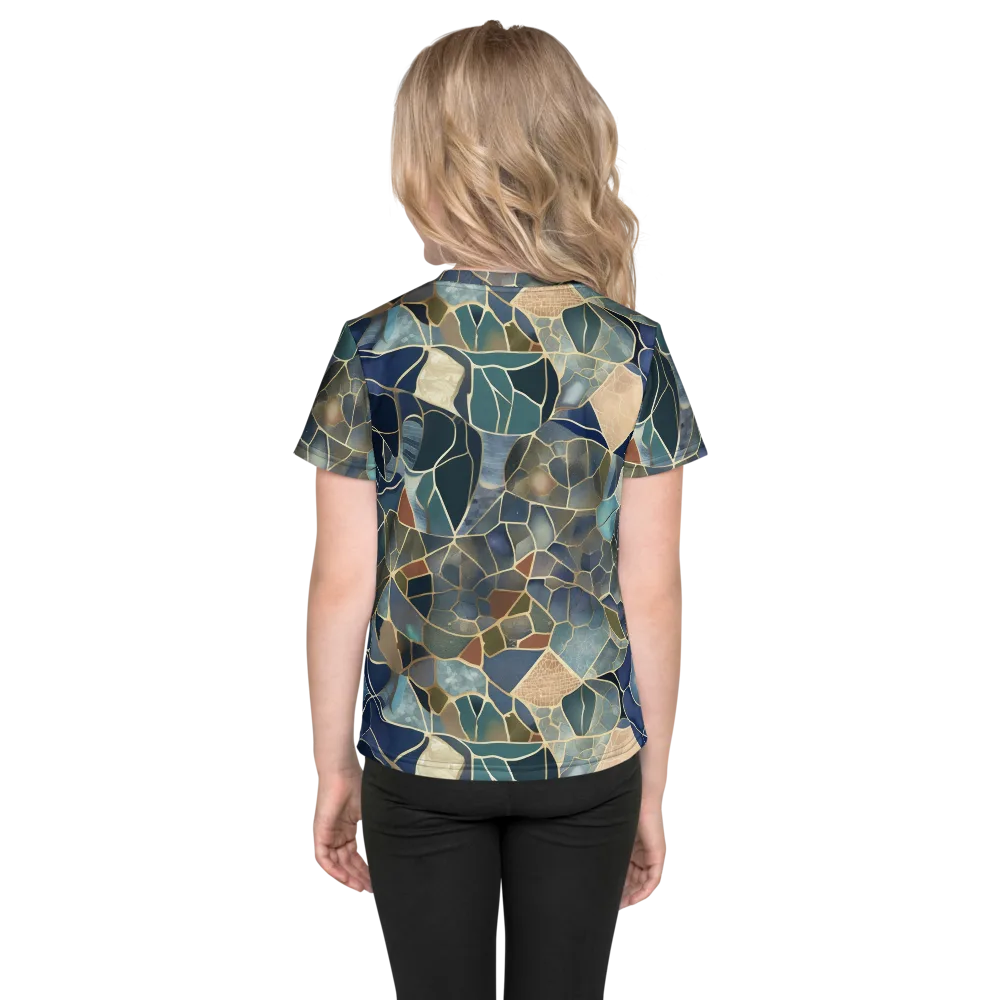 Gilded Tidal Mosaic on Kids Crew Neck T-Shirt — Back