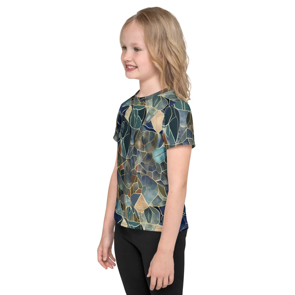 Gilded Tidal Mosaic on Kids Crew Neck T-Shirt — Left