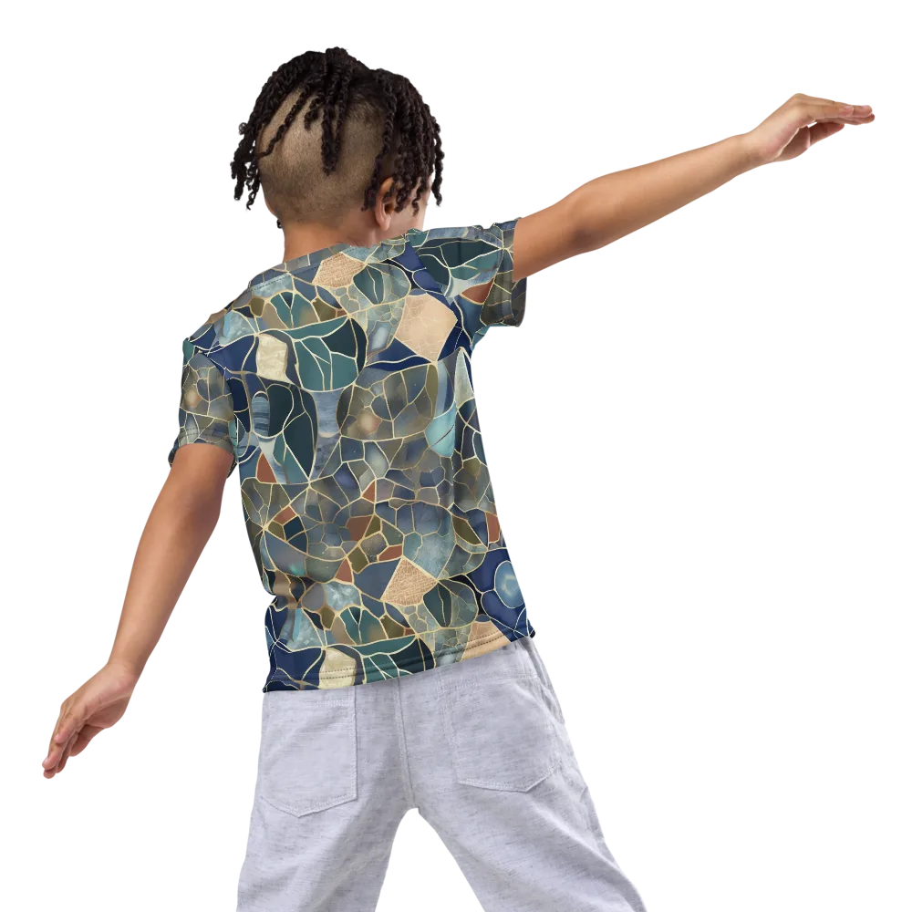 Gilded Tidal Mosaic on Kids Crew Neck T-Shirt — Back