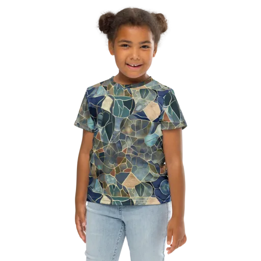 Gilded Tidal Mosaic on a Kids Crew Neck T-Shirt