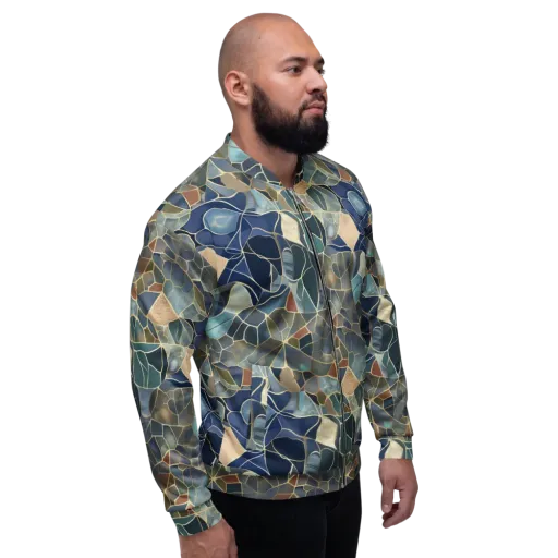 Gilded Tidal Mosaic on a Bomber Jacket