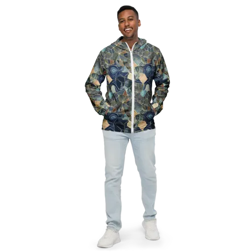 Gilded Tidal Mosaic on a Men's Windbreaker