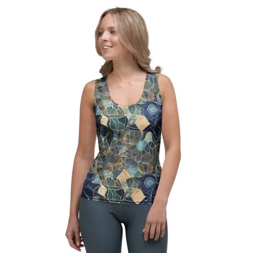 Gilded Tidal Mosaic on a Women's Tank Top