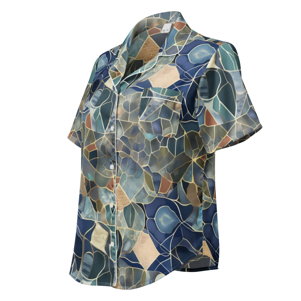Gilded Tidal Mosaic on Women's Short Sleeve Pajama Top — Left Front