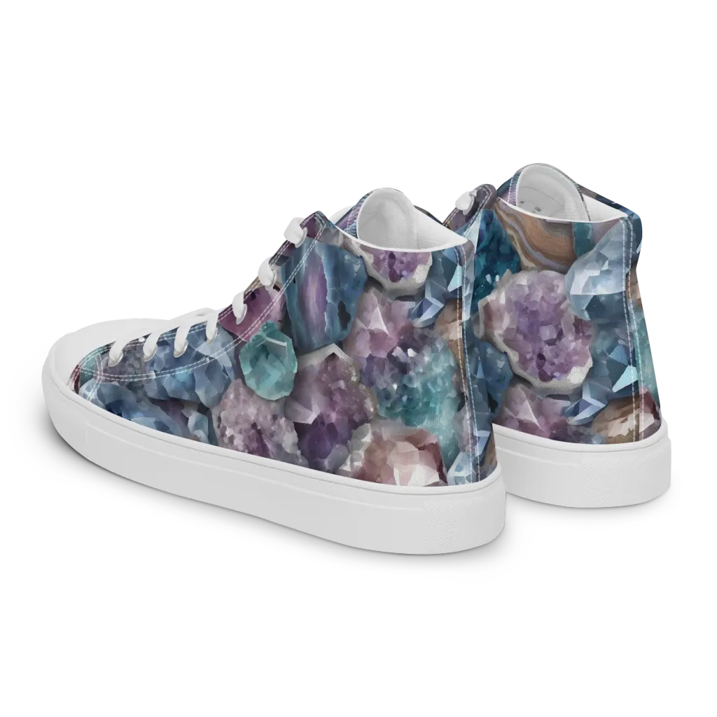 Amethyst Tide on Men's High Top Canvas Shoes — Left Back