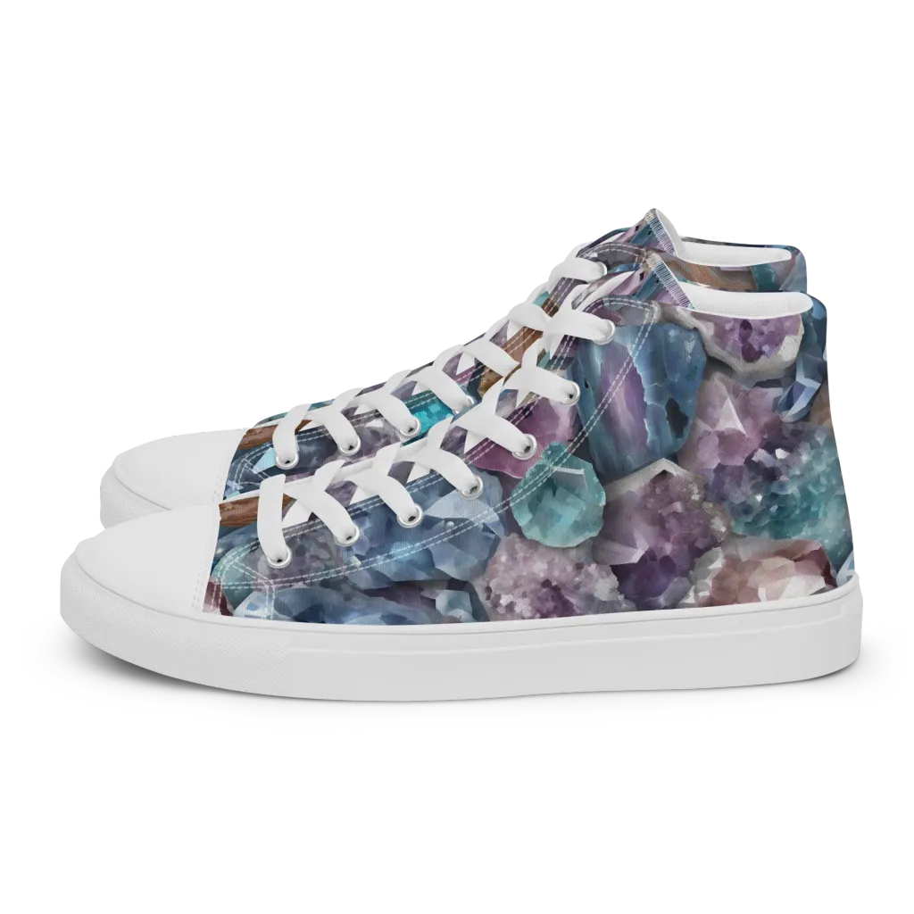 Amethyst Tide on Men's High Top Canvas Shoes — Left