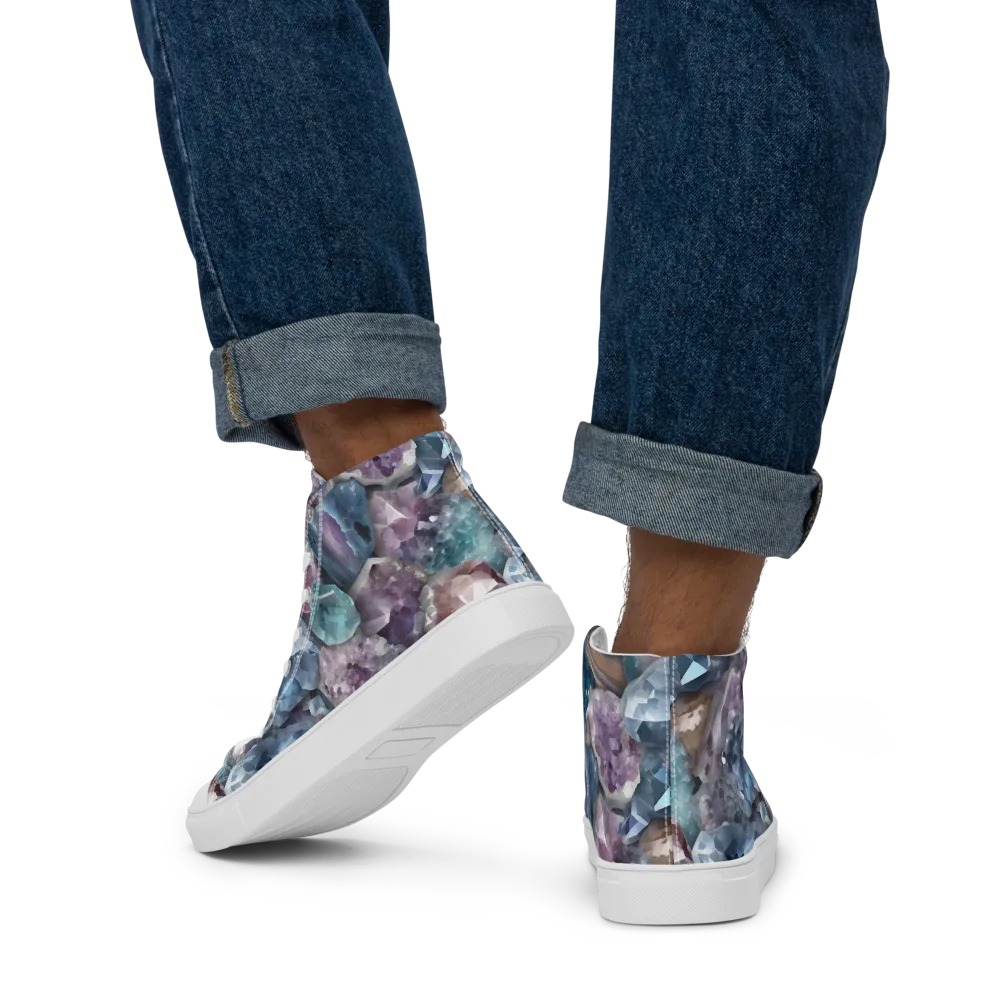 Amethyst Tide on Men's High Top Canvas Shoes — Back