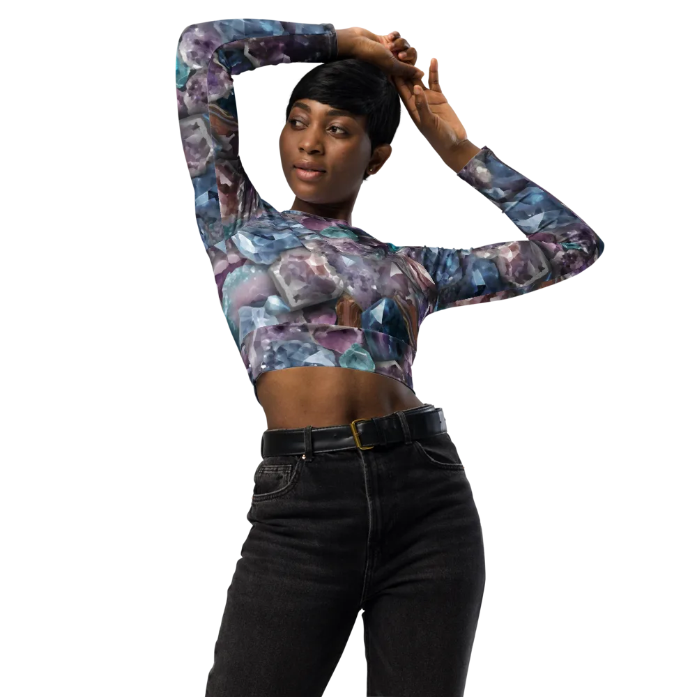 Amethyst Tide on Long Sleeve Crop Top — Front