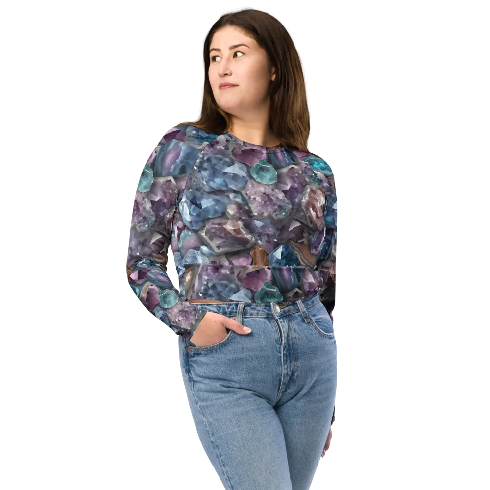 Amethyst Tide on Long Sleeve Crop Top — Front