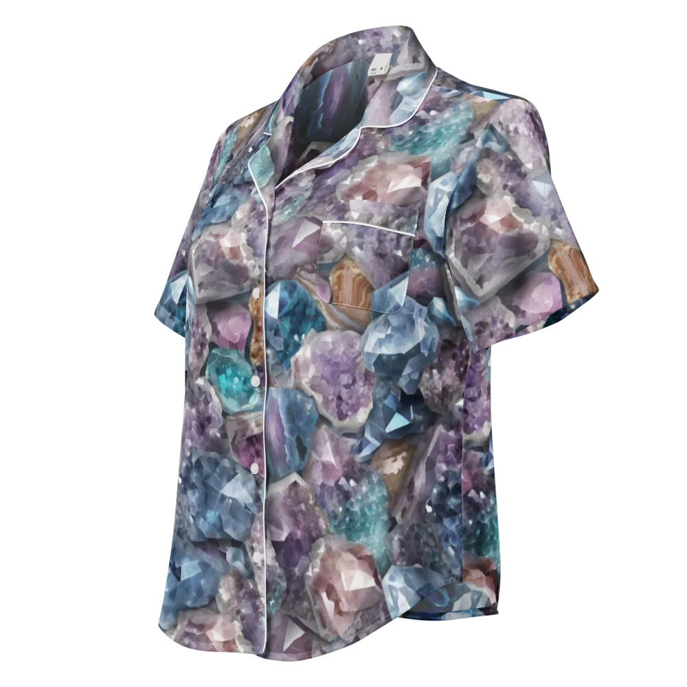 Amethyst Tide on Women's Short Sleeve Pajama Top — Left Front