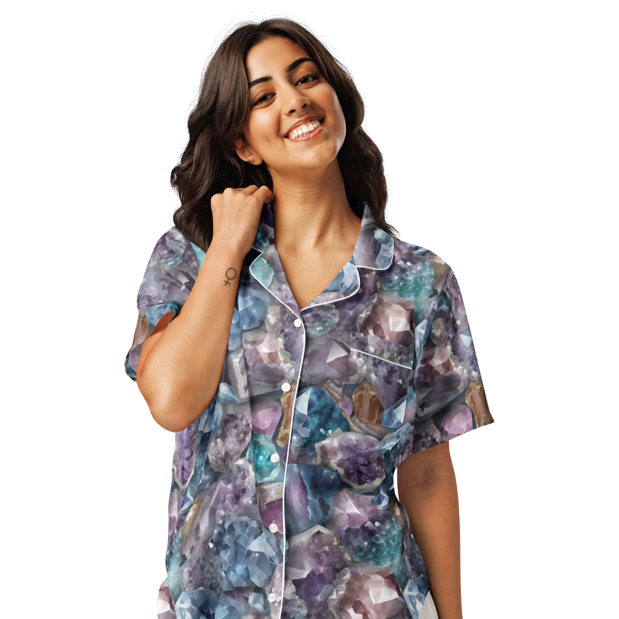 Amethyst Tide on Women's Short Sleeve Pajama Top — Front