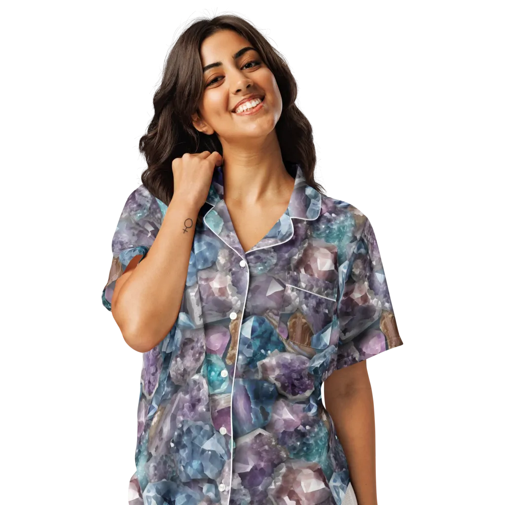 Amethyst Tide on Women's Short Sleeve Pajama Top — Front