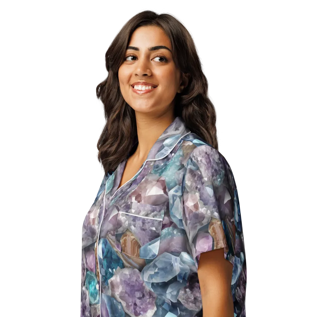 Amethyst Tide on Women's Short Sleeve Pajama Top — Left Front