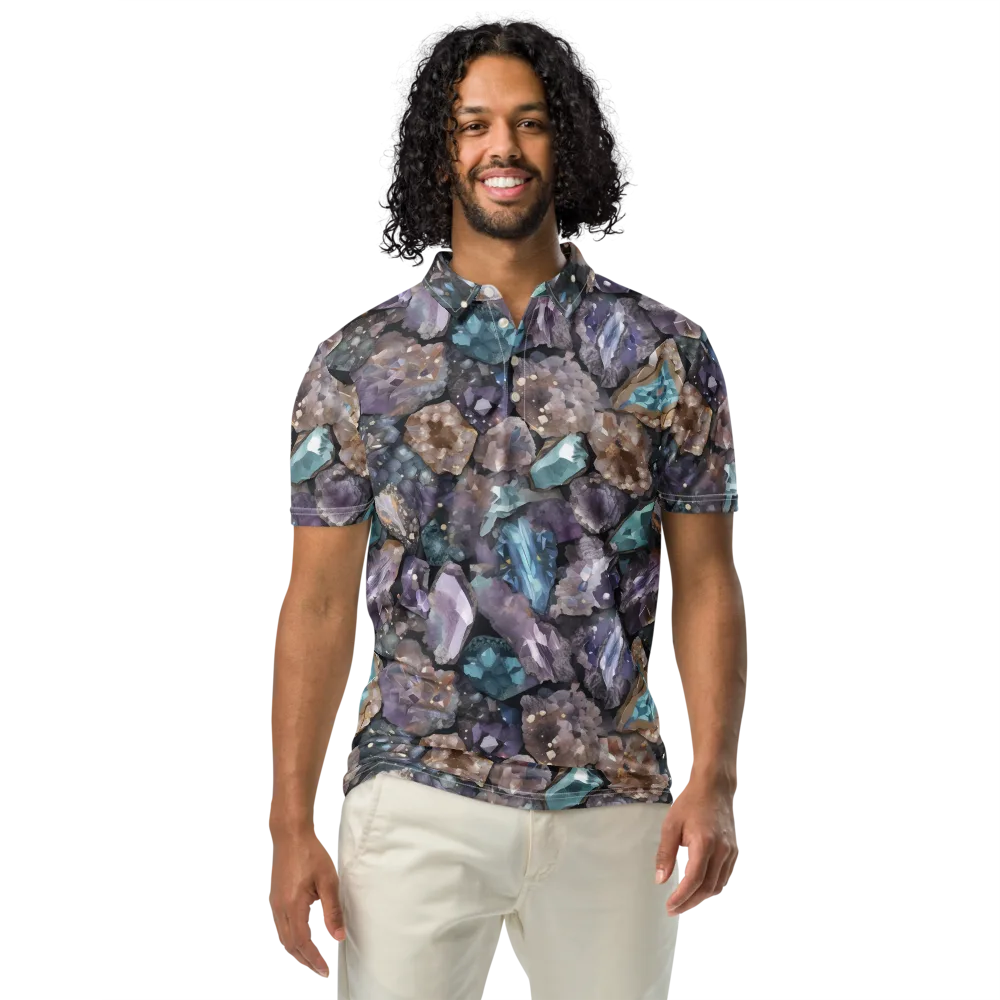 Crystal Cartography on Men's Slim Fit Polo Shirt — Front