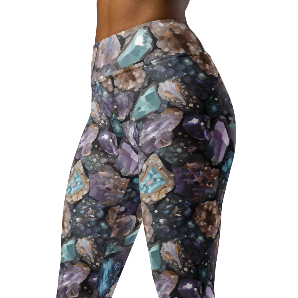 Crystal Cartography on Yoga Leggings — Left Front