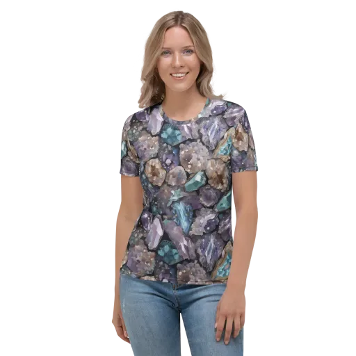Crystal Cartography on a Women's Crew Neck T-Shirt