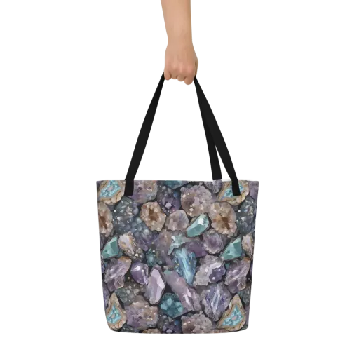 Crystal Cartography on a Large Tote Bag W/ Pocket