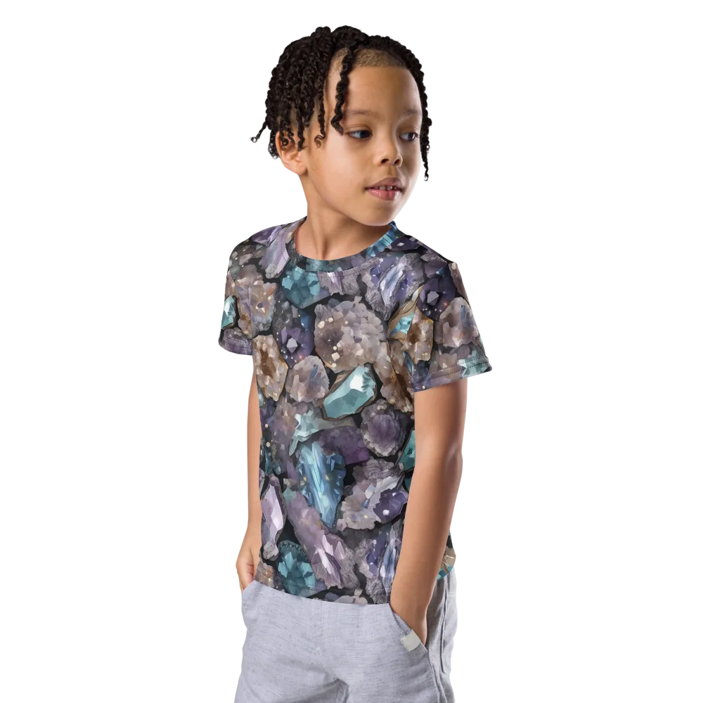 Crystal Cartography on Kids Crew Neck T-Shirt — Left Front