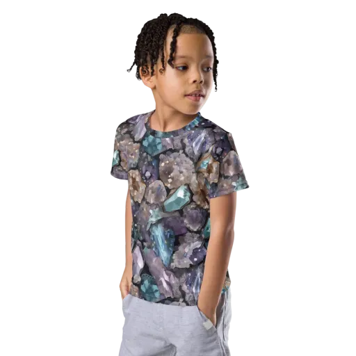 Crystal Cartography on a Kids Crew Neck T-Shirt