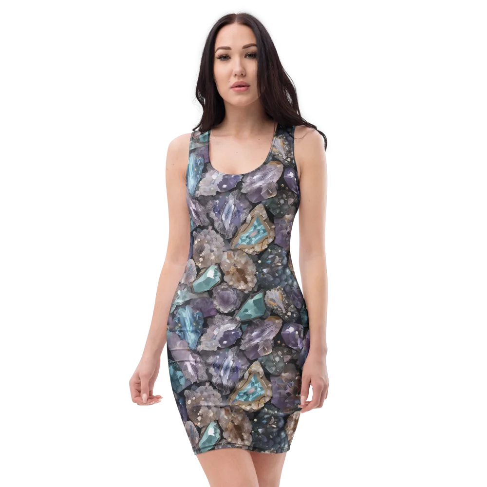Crystal Cartography on Bodycon Dress — Front