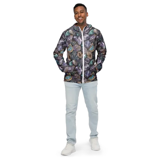 Crystal Cartography on a Men's Windbreaker
