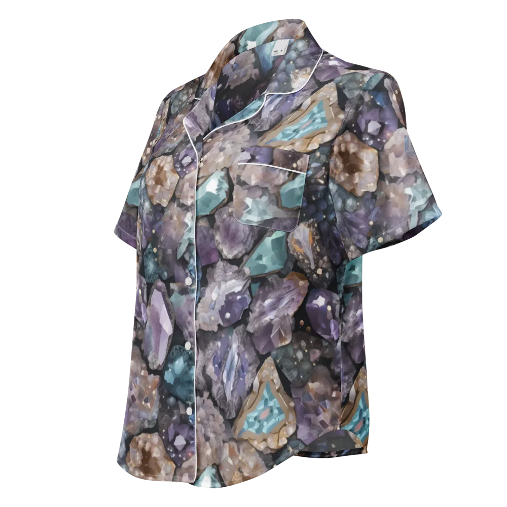 Crystal Cartography on Women's Short Sleeve Pajama Top — Left Front