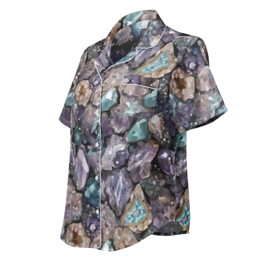 Crystal Cartography on a Women's Short Sleeve Pajama Top