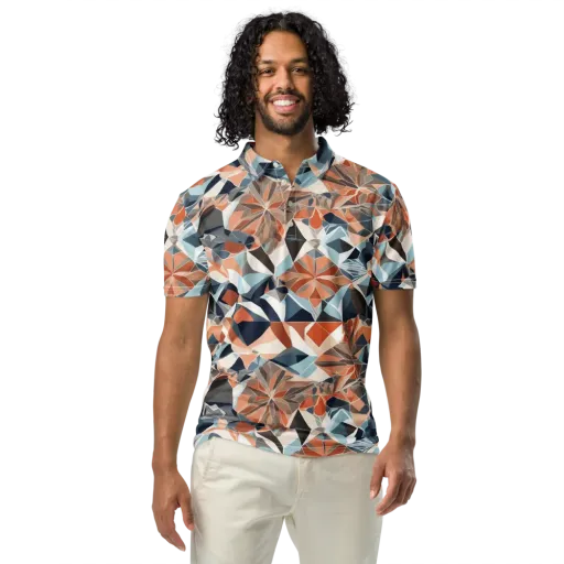 Mosaic Bloom on a Men's Slim Fit Polo Shirt
