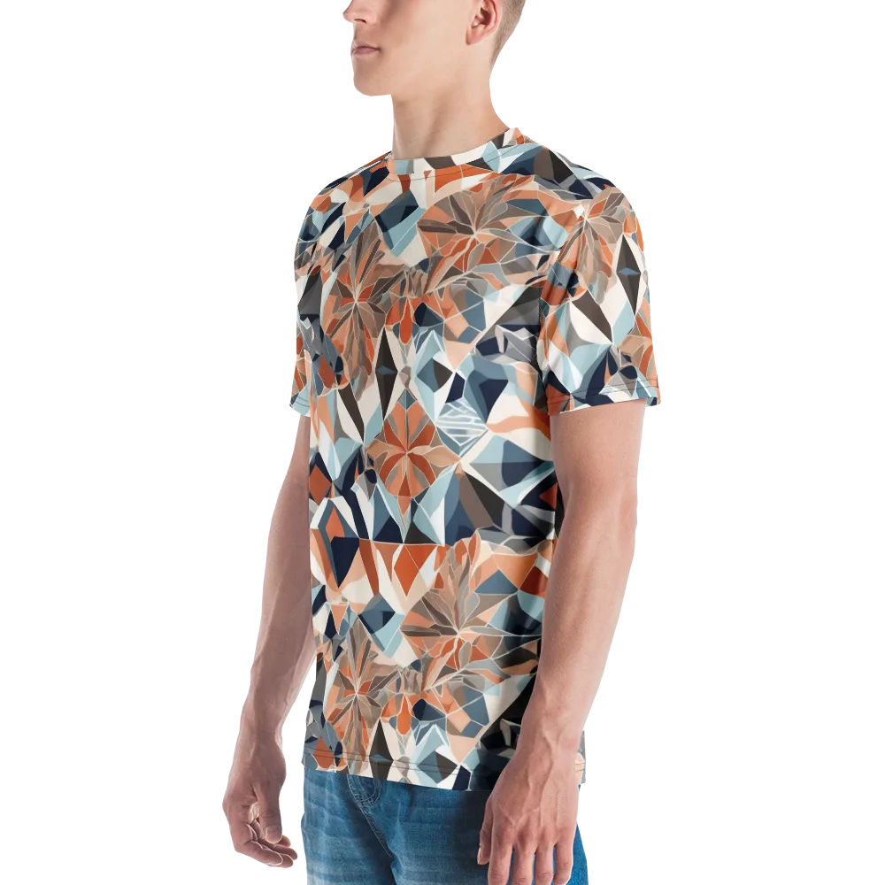 Mosaic Bloom on Men's Crew Neck T-Shirt — Left