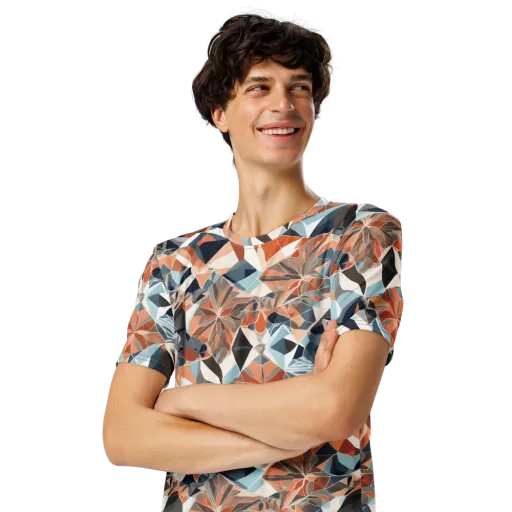 Mosaic Bloom on a Men's Crew Neck T-Shirt