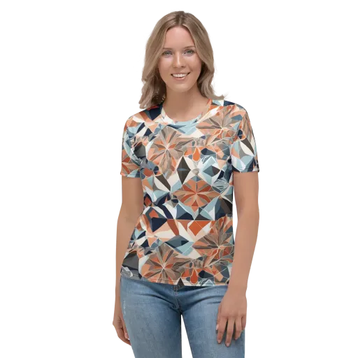 Mosaic Bloom on a Women's Crew Neck T-Shirt