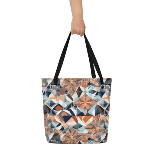 Mosaic Bloom on a Large Tote Bag W/ Pocket
