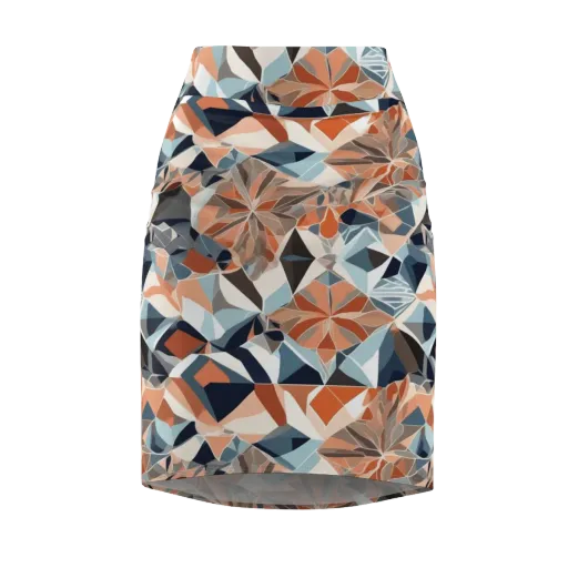 Mosaic Bloom on a Pencil Skirt