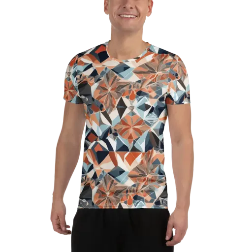 Mosaic Bloom on a Men's Athletic T-Shirt